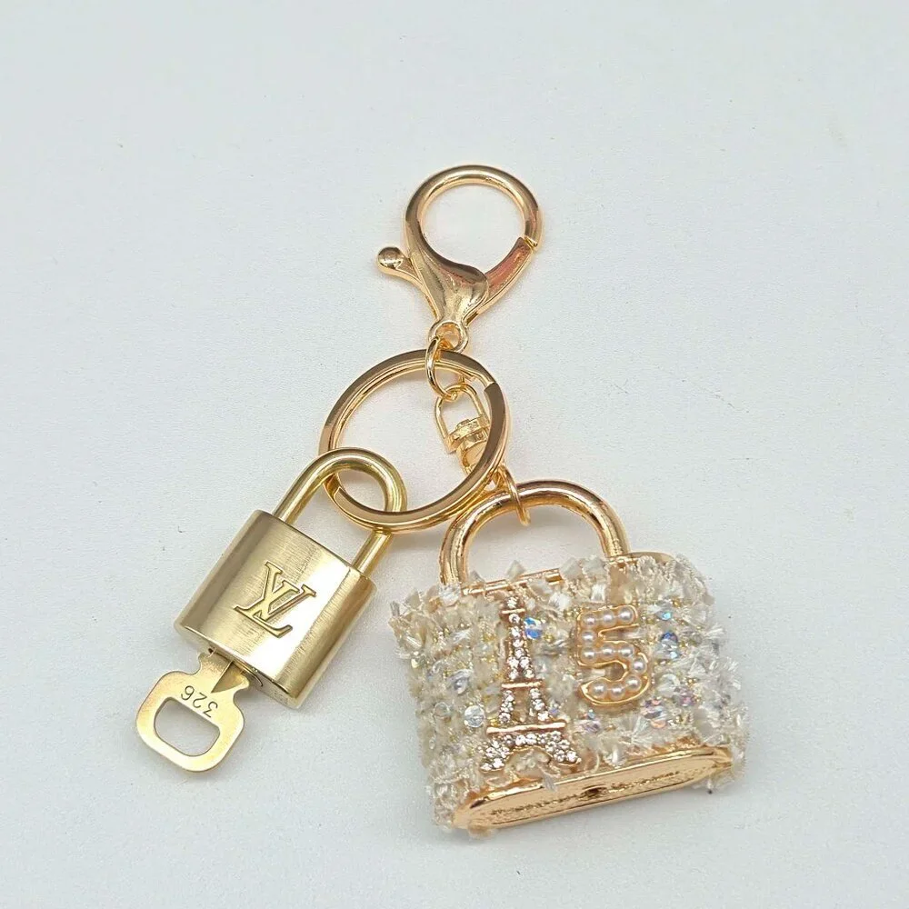 Louis Vuitton Authentic Gold Lock 🔒 Unbranded Tweed Bag Keychain Charm for Bags - Picture 7 of 13